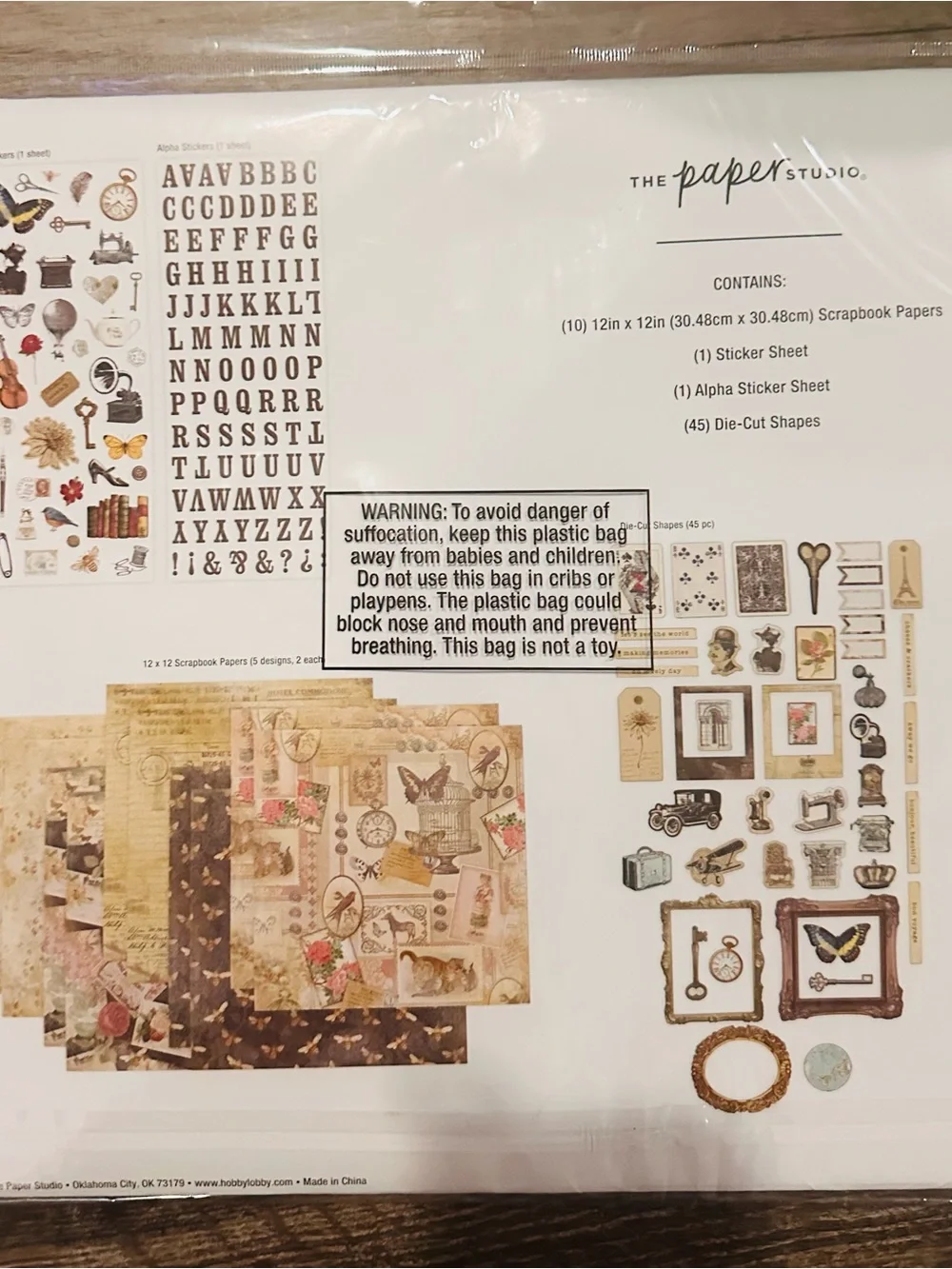 The Paper Studio Vintage Ephemera Papercrafting Kit - Neutral Tones